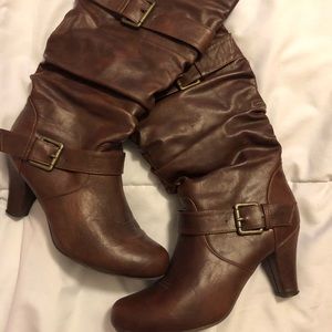 Dark Brown Calf Scrunch Boots